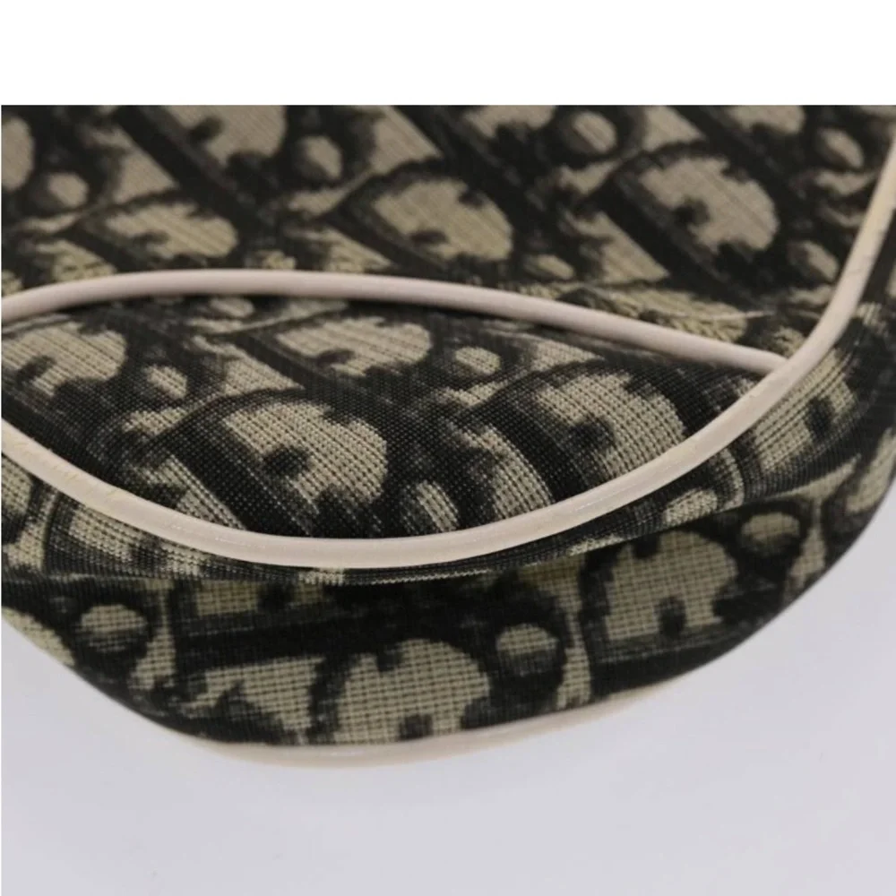 CHRISTIAN DIOR TROTTER Canvas Saddle Pouch Black/ White PREOWNED - Picture 14 of 16